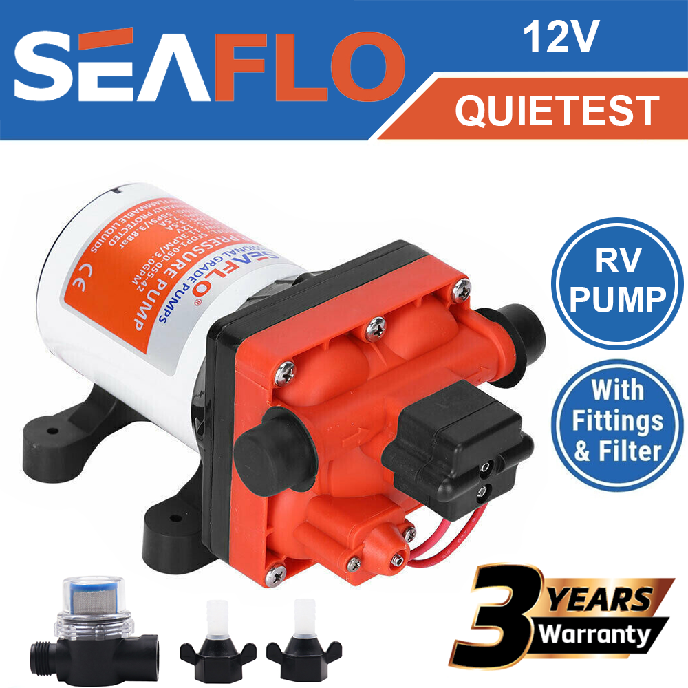 Seaflo Water Pressure Pump 55PSI 12V DC Self-Priming Water Pump 7.5 Amps Current Draw for RV Caravans Boats Lawns Campers Washing and Garden Irrigation YS