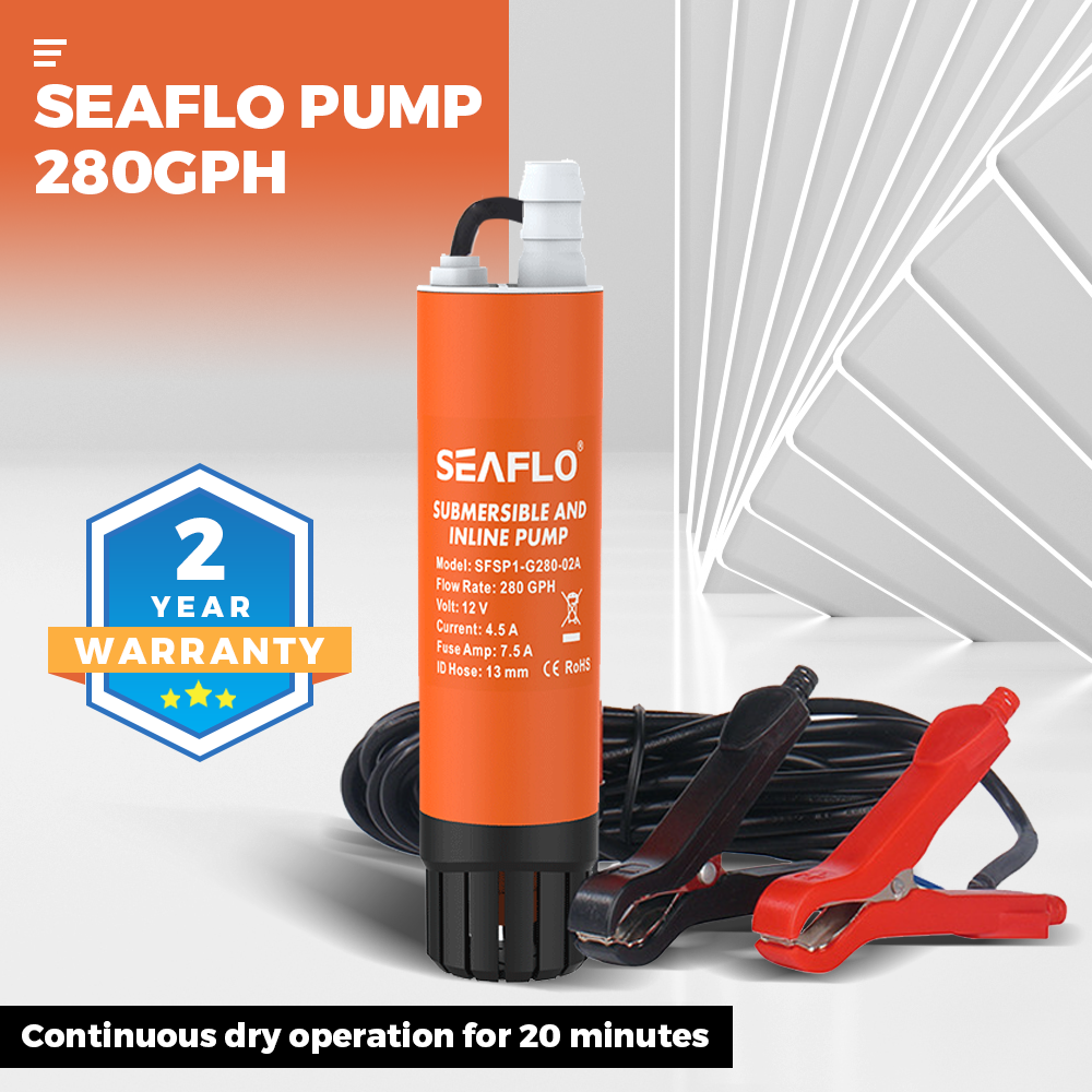 SEAFLO Submersible Inline Pump 12V 280GPH Transfer Pump Water Resistant High Pressure Washing Water Diesel Pump For RV Marine Boat Caravan YS
