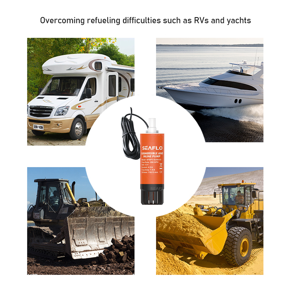 SEAFLO Water Submersible Pump 200 GPH Inline Water Pump Rv Boat Agriculture 12V Demand Fresh Sea and Water Portable Yachts Caravan RVs Pressure Washing YS