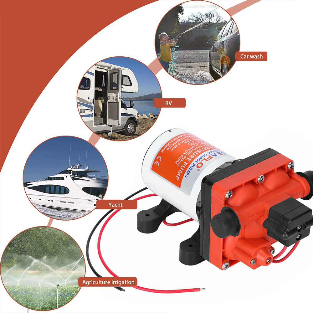 Seaflo Water Pressure Pump 55PSI 12V DC Self-Priming Water Pump 7.5 Amps Current Draw for RV Caravans Boats Lawns Campers Washing and Garden Irrigation YS