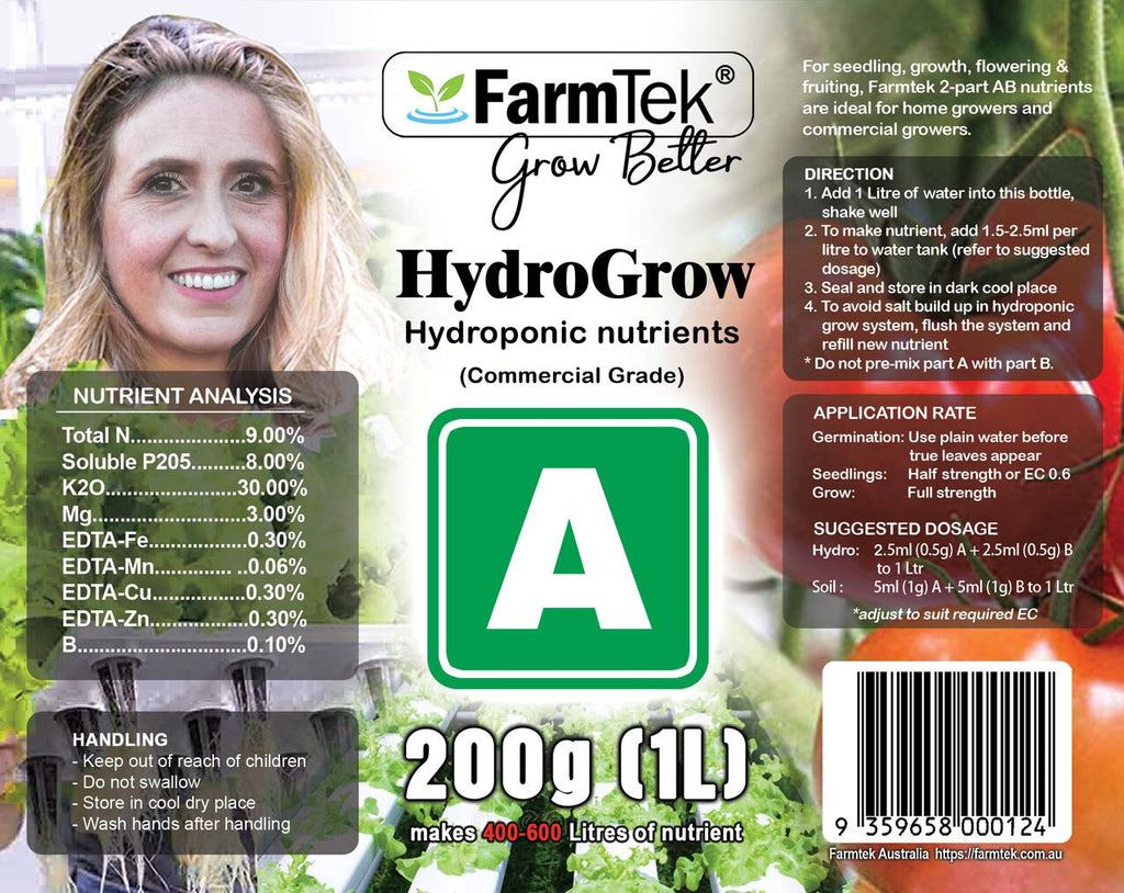 AB Fertilizers Hydroponic Nutrients HydroGrow High Concentration 1L + 1L (Makes 400 Ltr)
