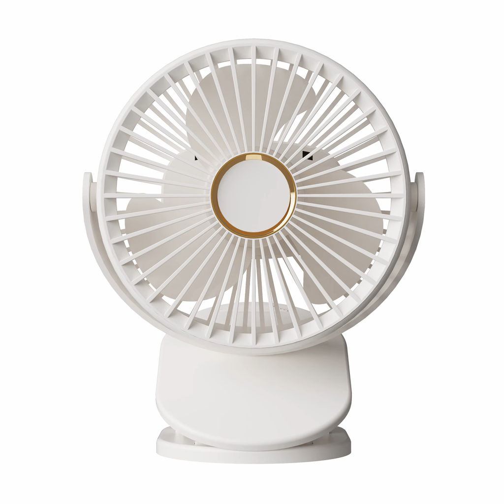Clip Fan 125mm Brushless Ventilation Fan Wireless 5-Speed USB 5V Built-in 1200mAh Battery with Light (White/Blue)