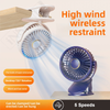 Clip Fan 125mm Brushless Ventilation Fan Wireless 5-Speed USB 5V Built-in 1200mAh Battery with Light (White/Blue)