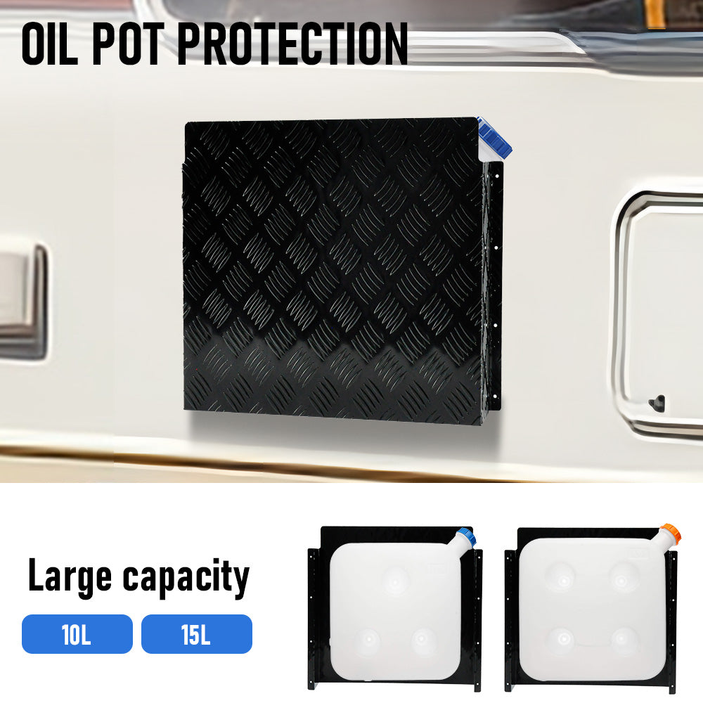 Diesel Tank Cover Black Gas Tank Bracket 2mm Thickness Aluminium Tank Mounting Holder Fit for 10L/15L Tank for Caravan Trailer Toolbox Left Right YS