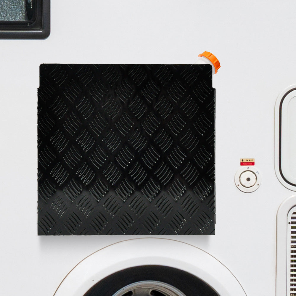 Diesel Tank Cover Black Gas Tank Bracket 2mm Thickness Aluminium Tank Mounting Holder Fit for 10L/15L Tank for Caravan Trailer Toolbox Left Right YS