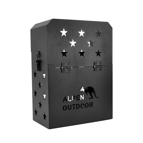 Alpen Outdoor Lockable Jerry Can Holder With Lid 3mm Thickness Aluminium For 20L Fuel Tank For Camping Caravans 4WD Trailer Canopy Camper L38xD52xW21.5cm Black YS