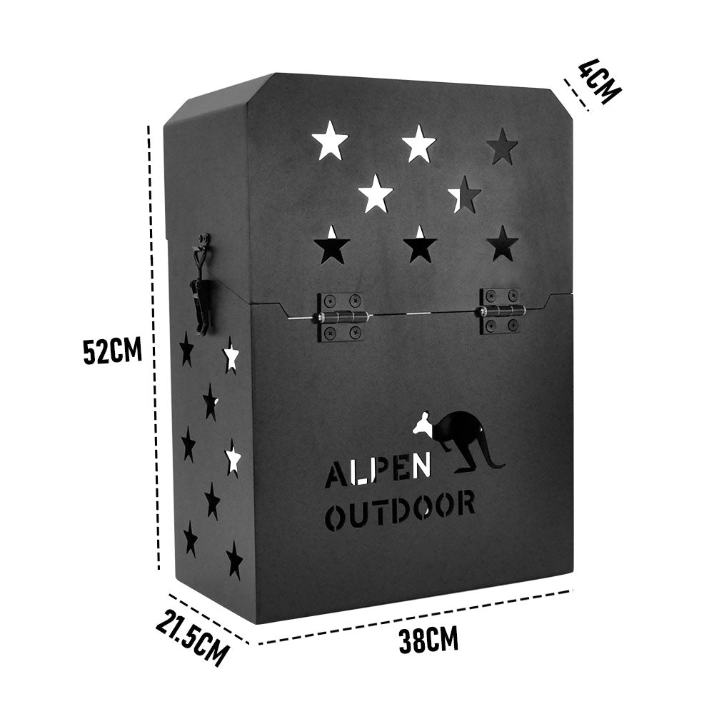 Alpen Outdoor Lockable Jerry Can Holder With Lid 3mm Thickness Aluminium For 20L Fuel Tank For Camping Caravans 4WD Trailer Canopy Camper L38xD52xW21.5cm Black YS