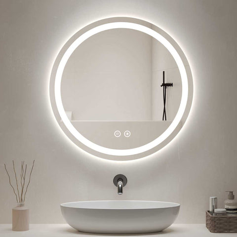 Bathroom Mirror with LED light, 3 Color Temperatures Adjustable, Defog 800x800 Smart Mirror (HM1001-80) - HOMALL