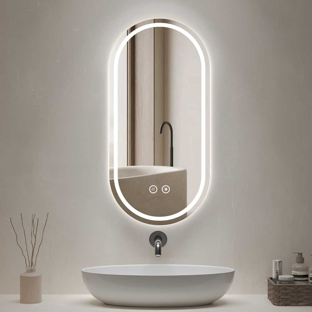 Bathroom Mirror with LED light, 3 Color Temperatures Adjustable, Defog 600x900 Smart Mirror (HM1010) - HOMALL