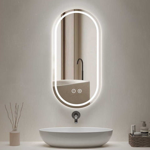 Bathroom Mirror with LED light, 3 Color Temperatures Adjustable, Defog 600x900 Smart Mirror (HM1010) - HOMALL