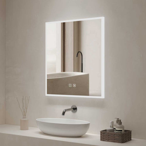 Bathroom Mirror with LED light, 3 Color Temperatures Adjustable, Defog 600x800 Smart Mirror (HM3008) - HOMALL