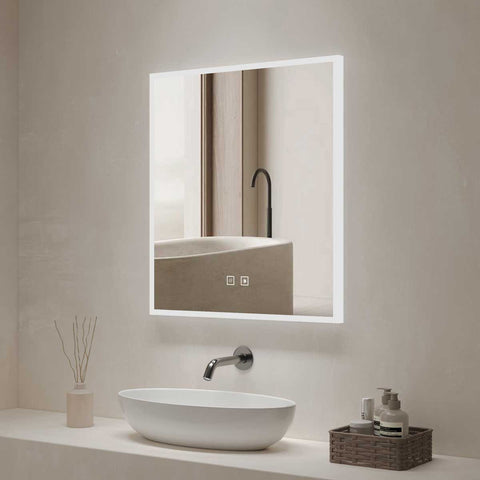 Bathroom Mirror with LED light, 3 Color Temperatures Adjustable, Defog 600x800 Smart Mirror (HM3008) - HOMALL