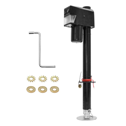 Electric A Frame Trailer Jack LED Light Power Tongue Jack Weight Capacity 3500 lbs 9Inch to 32Inch with Manual Crank Handle for RV Trailer Camper YS