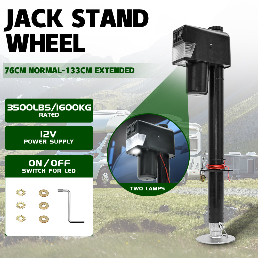 Electric A Frame Trailer Jack LED Light Power Tongue Jack Weight Capacity 3500 lbs 9Inch to 32Inch with Manual Crank Handle for RV Trailer Camper YS