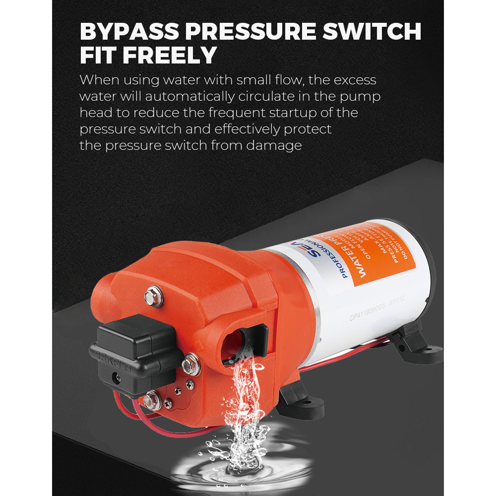 SEAFLO 12V Water Pump Pressure Diaphragm Self Priming Pump 4.5Gallons Per Min 17LPM 40PSI Water Booster for Caravan Motorhome Camper Trailer Boat Yacht YS