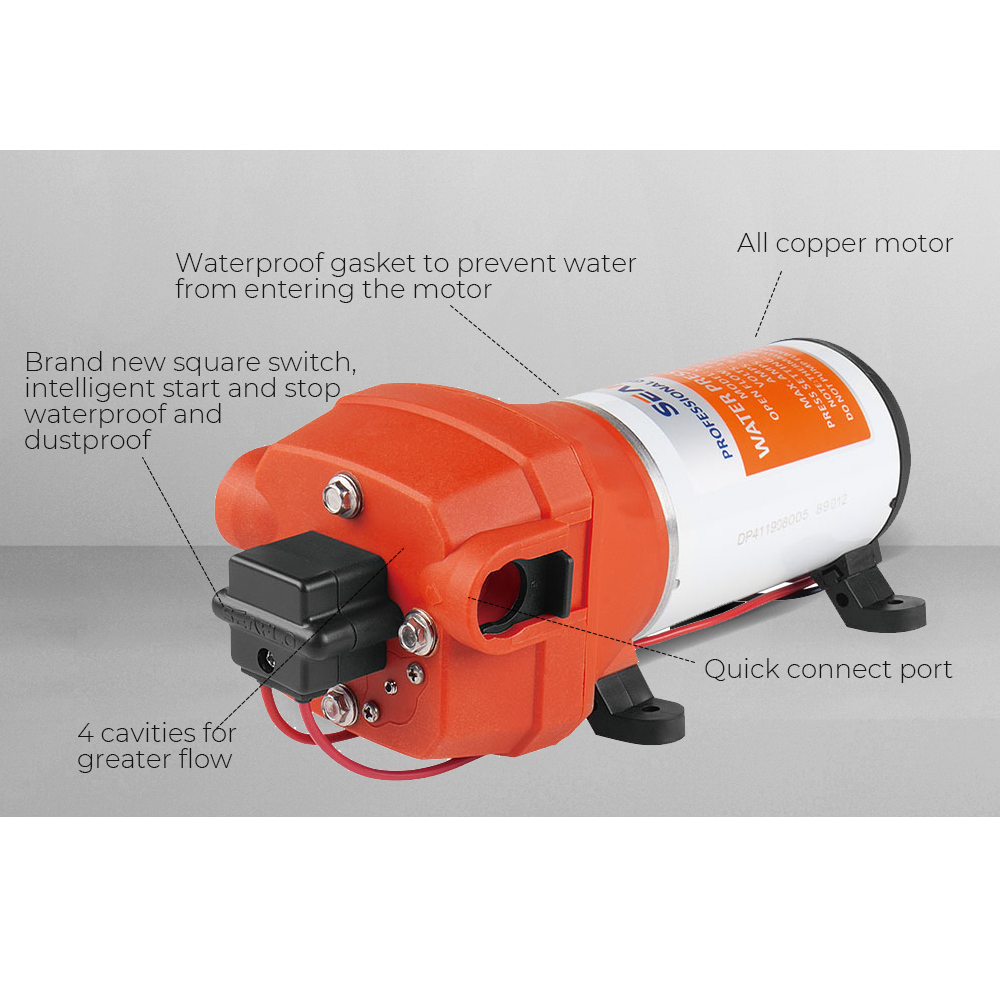 SEAFLO 12V Water Pump Pressure Diaphragm Self Priming Pump 4.5Gallons Per Min 17LPM 40PSI Water Booster for Caravan Motorhome Camper Trailer Boat Yacht YS