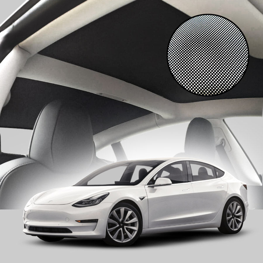 Tesla Model 3 Roof Sun Shade Nano Tech Crystal Series (Silver on Black)