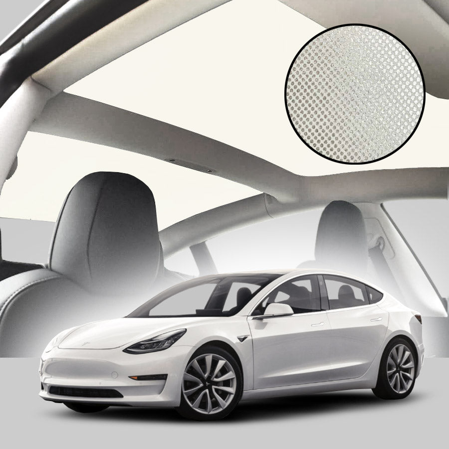 Tesla Model 3 Roof Sun Shade Nano Tech Crystal Series (Silver on Cream)