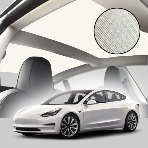 Tesla Model 3 Roof Sun Shade Nano Tech Crystal Series (Silver on Cream)