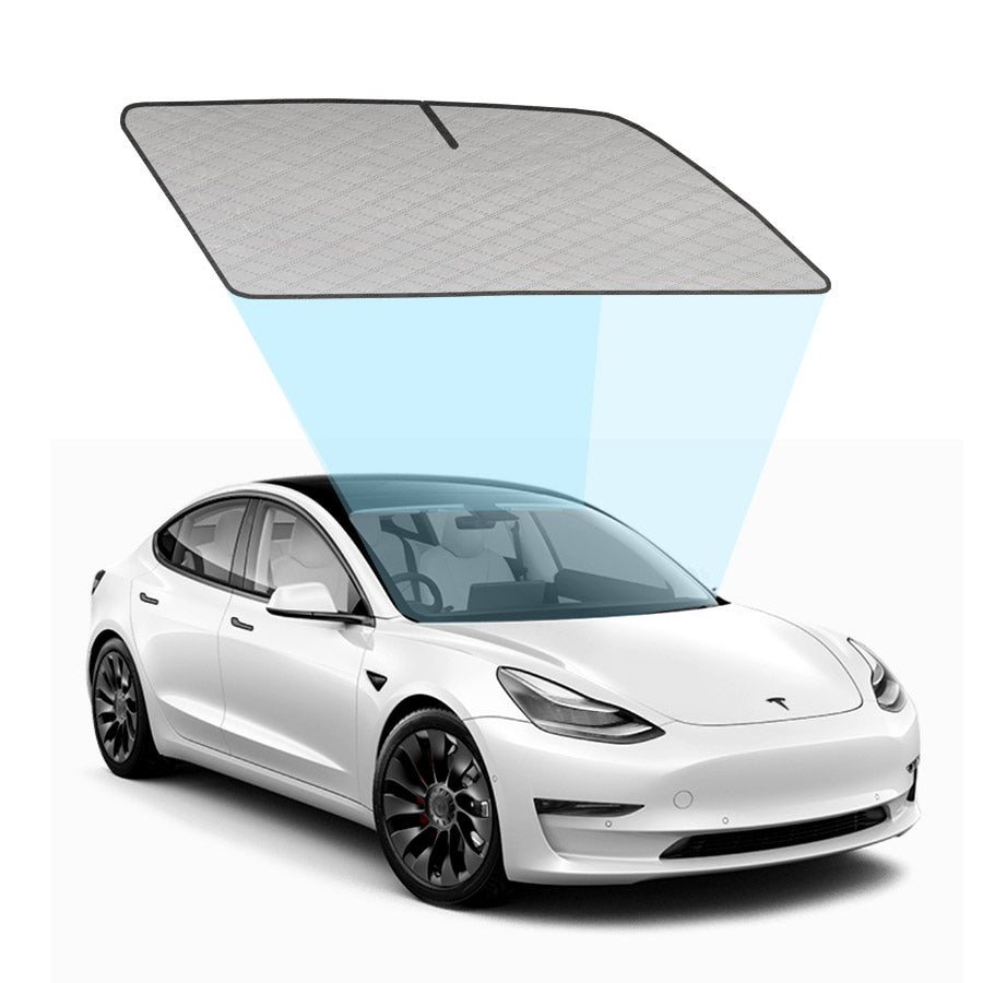 Tesla Model 3 Windshield Sun Shade Custom Fit Solar Screen Insulated Twist Fold