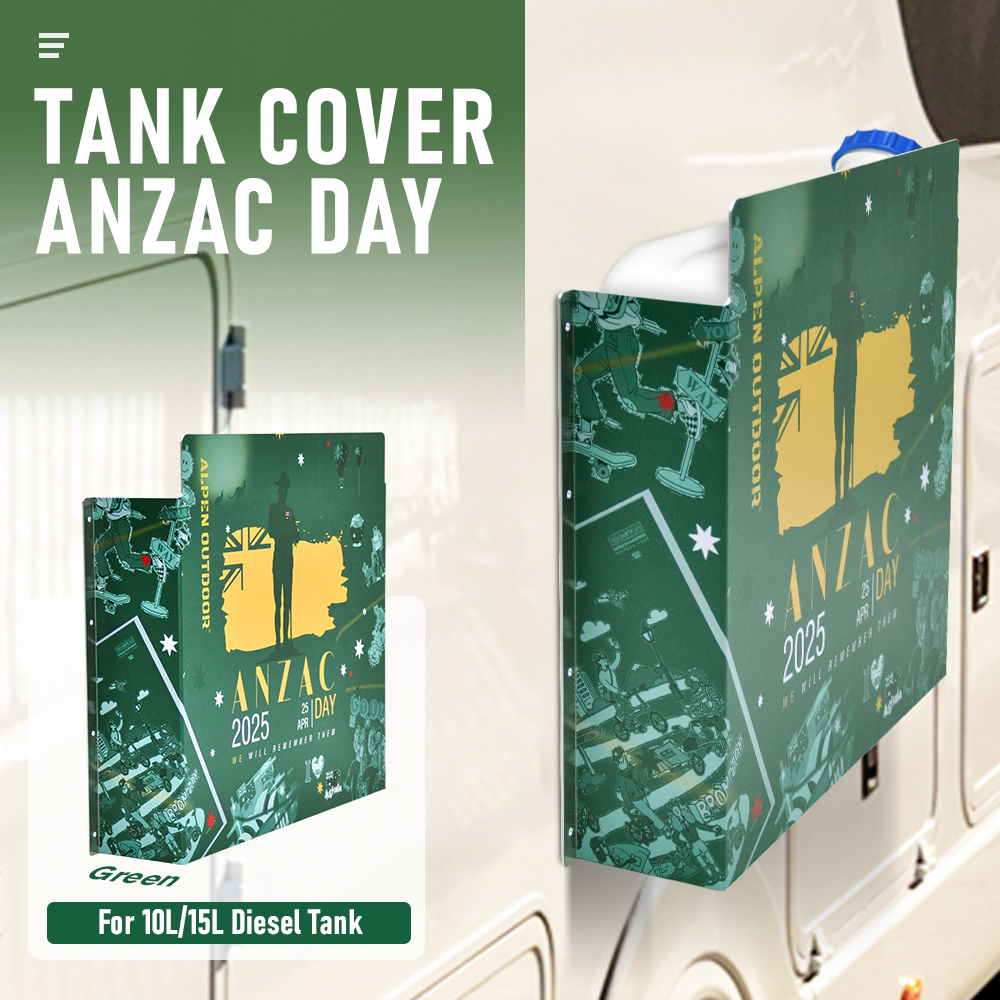 Alpen Outdoor Diesel Tank Cover Silver Gas Tank Bracket 2mm Thick Aluminium Tank Mounting Holder Fit for 10L/15L Tank for Caravan Trailer Toolbox Left Right ANZAC Green YS