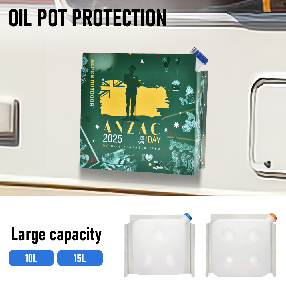 Alpen Outdoor Diesel Tank Cover Silver Gas Tank Bracket 2mm Thick Aluminium Tank Mounting Holder Fit for 10L/15L Tank for Caravan Trailer Toolbox Left Right ANZAC Green YS