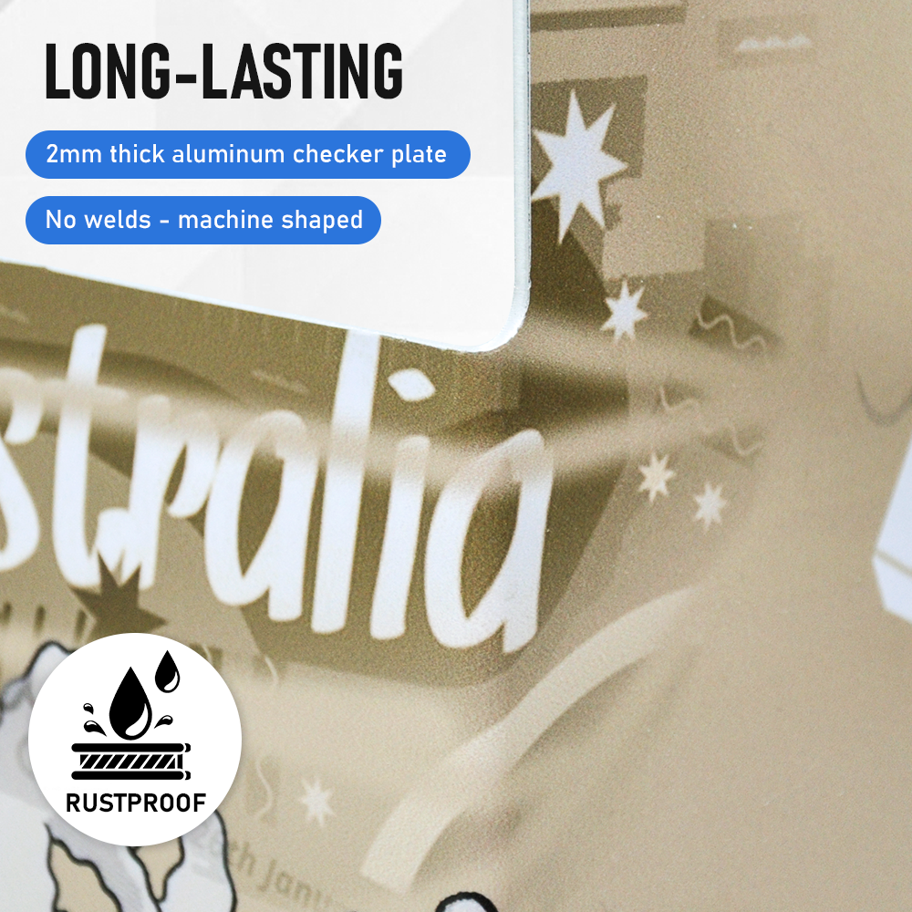 Alpen Outdoor Diesel Tank Cover Silver Gas Tank Bracket 2mm Thick Aluminium Tank Mounting Holder Fit for 10L/15L Tank for Caravan Trailer Toolbox Left Right AU Flag YS