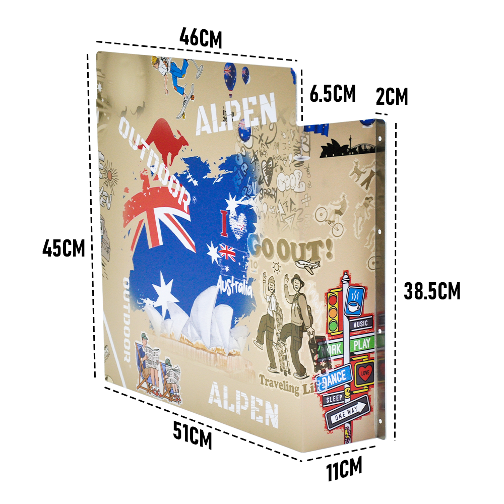 Alpen Outdoor Diesel Tank Cover Silver Gas Tank Bracket 2mm Thick Aluminium Tank Mounting Holder Fit for 10L/15L Tank for Caravan Trailer Toolbox Left Right AU Flag YS