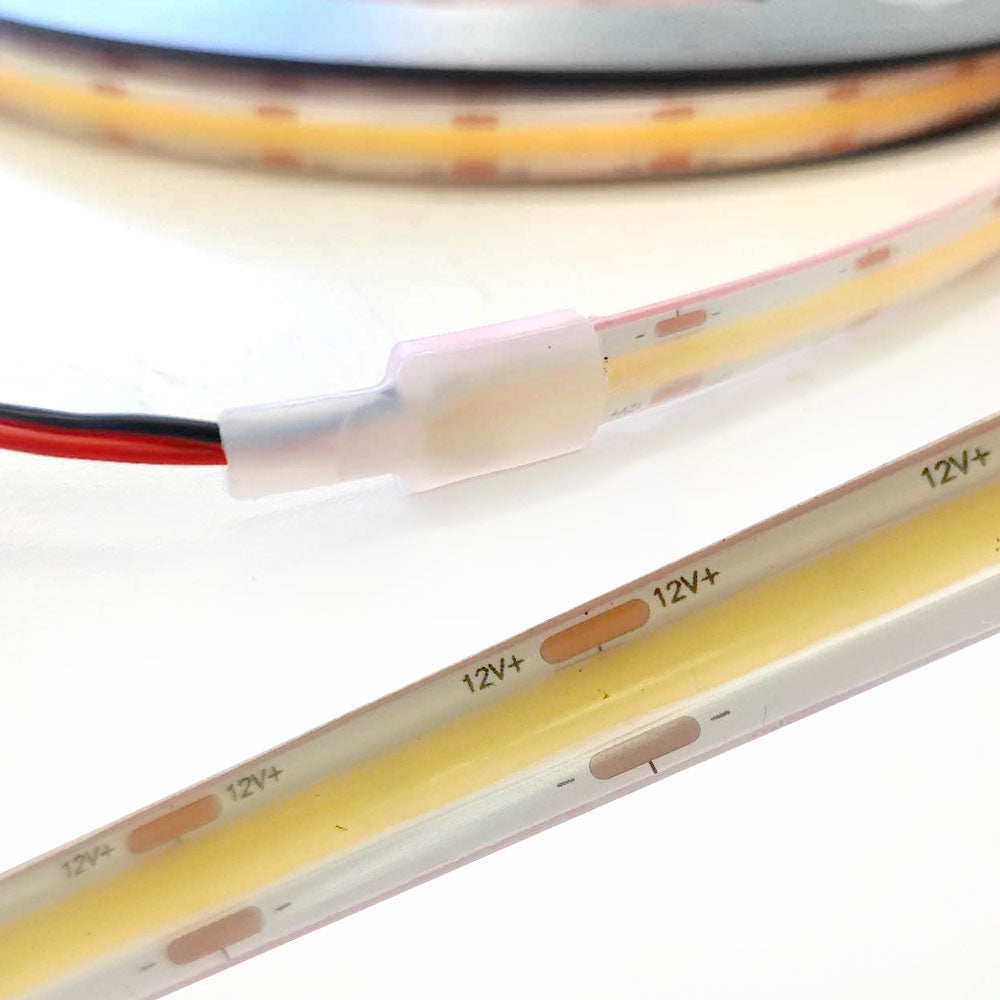 Waterproof COB LED Strip Light Cool White 10M Roll 480 LEDs Dotless Self Adhesive IP68 3000k (12V)