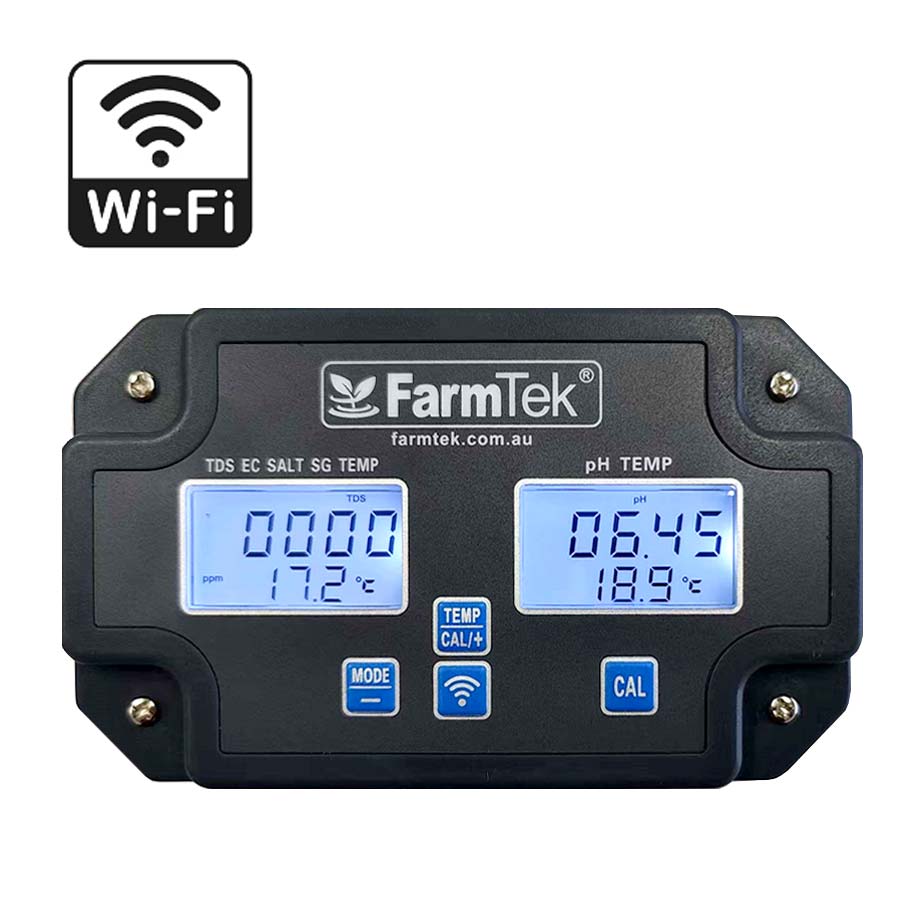 FarmTek® 6 in 1 Water Condition Monitor pH+EC+TDS+Salt+SG+Temp Monitor Tester (WiFi) Export to Excel (3988)