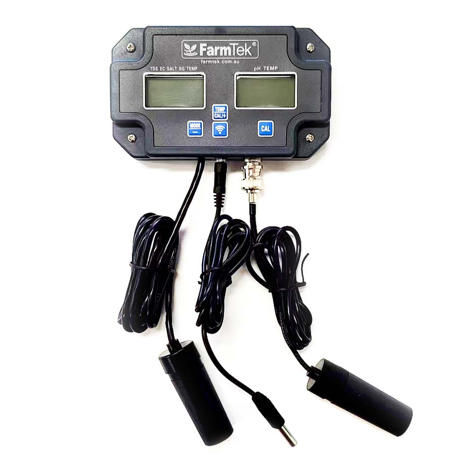 FarmTek® 6 in 1 Water Condition Monitor pH+EC+TDS+Salt+SG+Temp Monitor Tester (WiFi) Export to Excel (3988)
