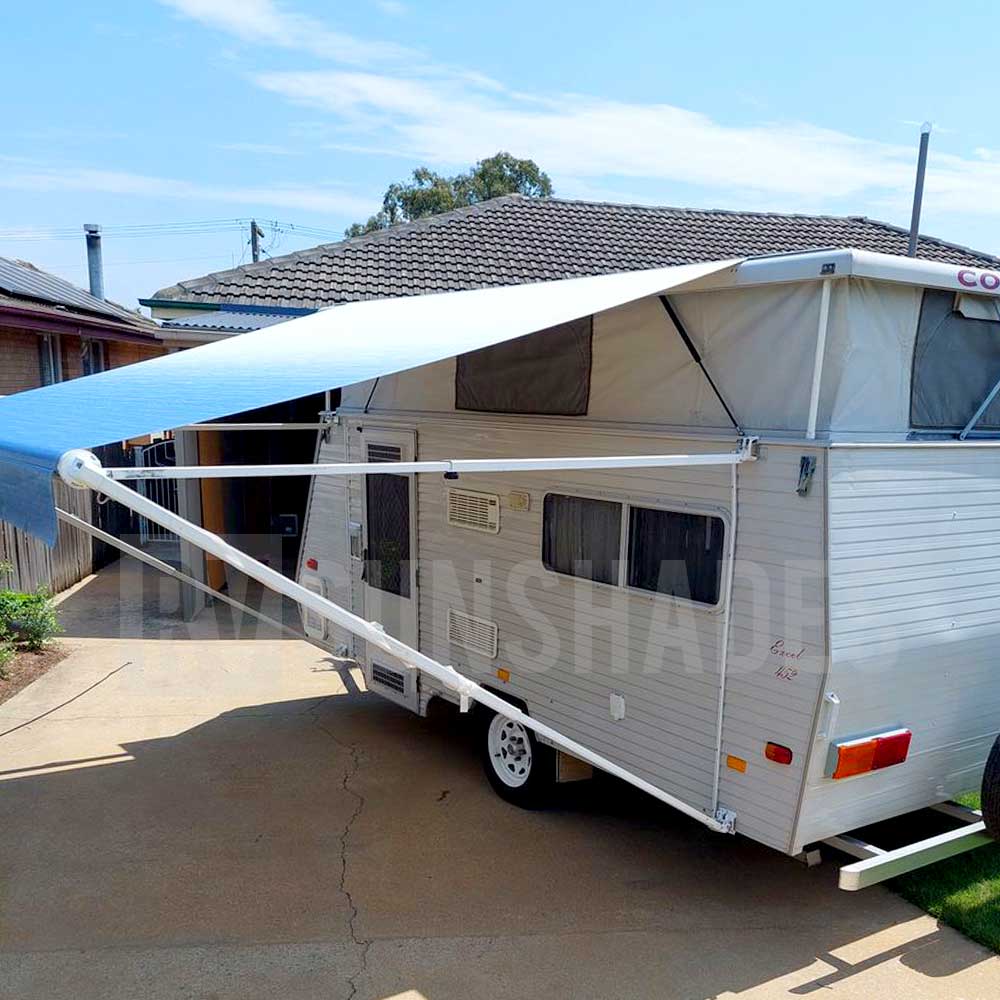 Replacement Awning Vinyl Fabric Kit suit 16ft Roll-Out Awning 7ft Projection (15'2"x7' Blue White Gradient 7-16-BU-FD) BOXED
