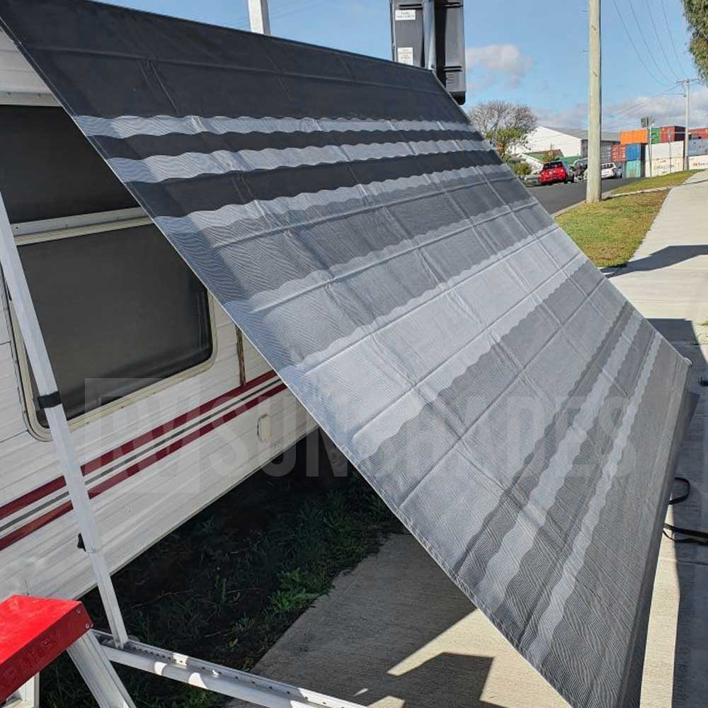 Replacement Awning Vinyl Fabric Kit suit 16ft Roll-Out Awning 7ft Projection (15'2"x7' Grey Scale Gradient 7-16-BK-FD) BOXED - Insane Sale