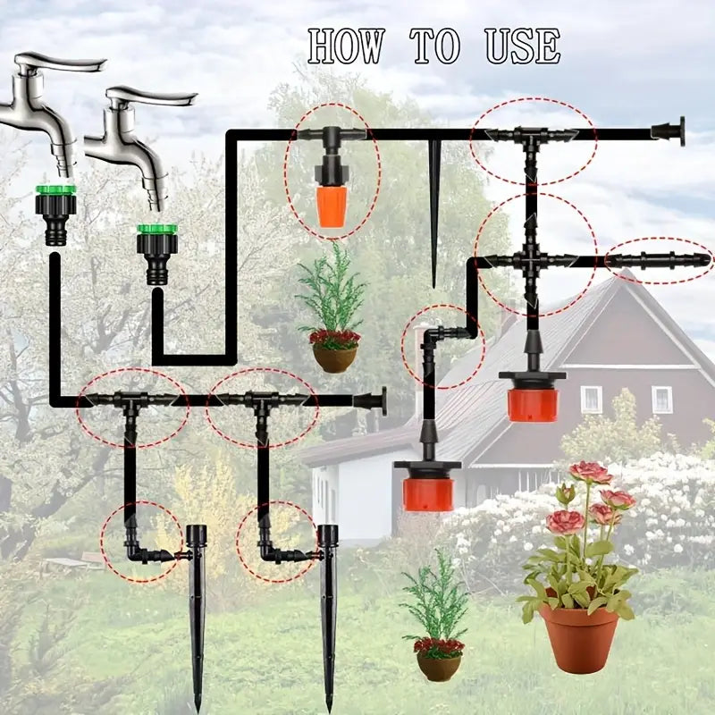 204pcs Drip Irrigation Barbed Connector Kit