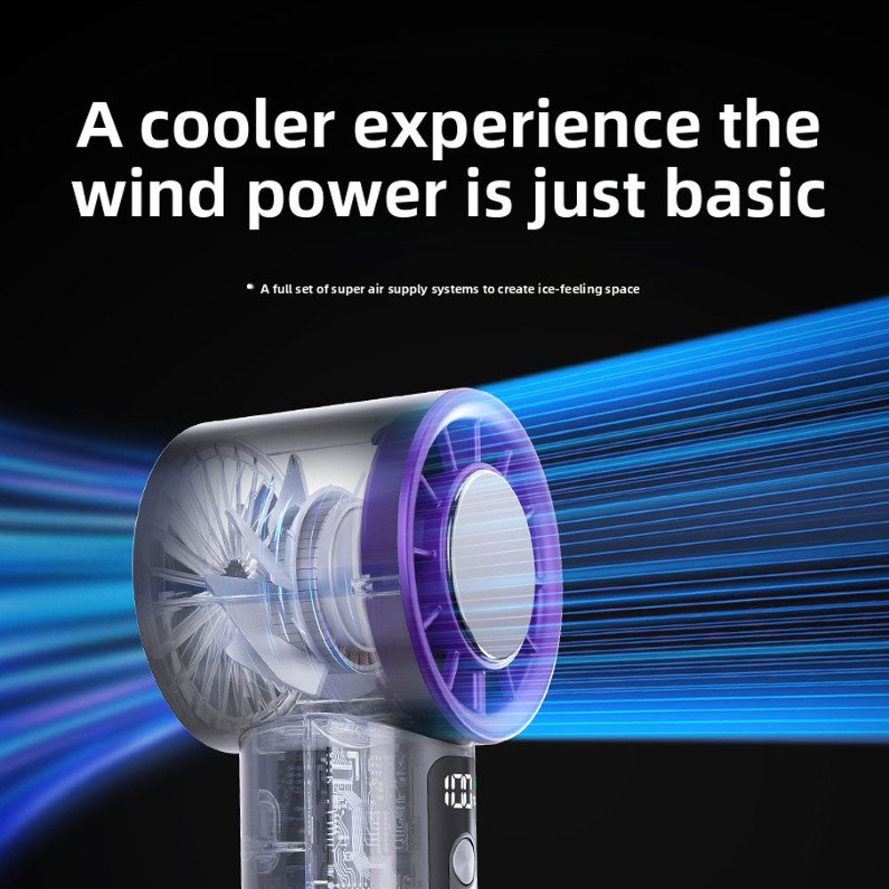 Portable Jet Fan 5-Speed Cool Air Brushless Hand Held Fan 4000mAh USB Rechargeable
