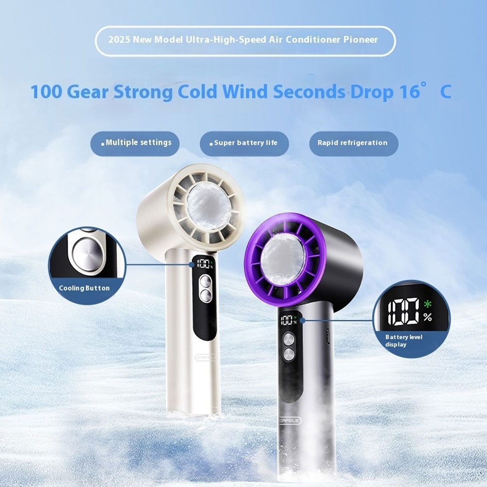 Portable Jet Fan 5-Speed Cool Air Brushless Hand Held Fan 4000mAh USB Rechargeable