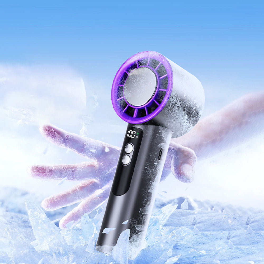 Portable Jet Fan 5-Speed Cool Air Brushless Hand Held Fan 4000mAh USB Rechargeable
