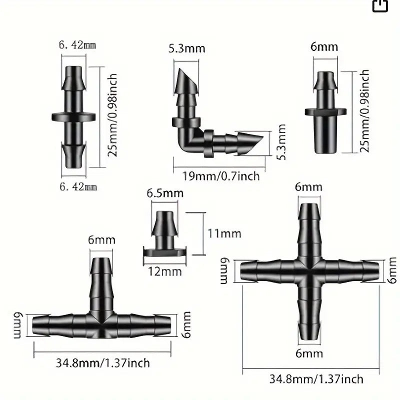 280pcs Barbed Connector Drip Irrigation Accessories Kit