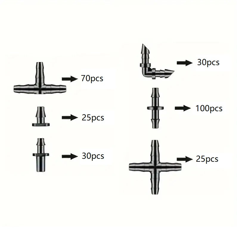 280pcs Barbed Connector Drip Irrigation Accessories Kit