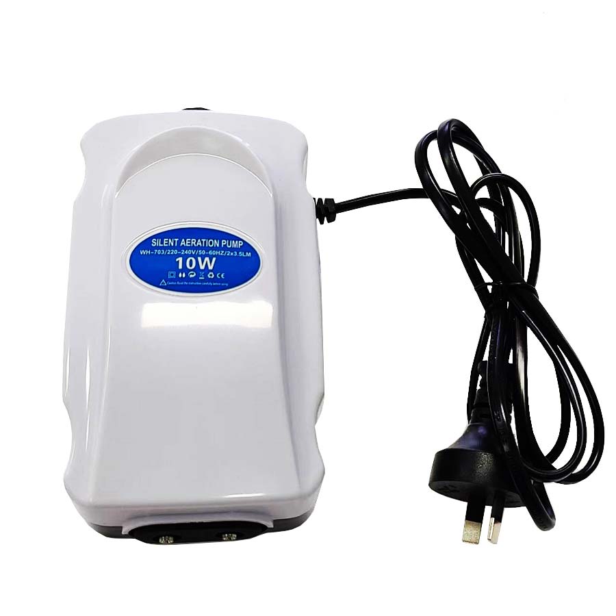 Aeration Air Pump 10W 2x3.5L/M Hydroponics Aquarium Fish Tank