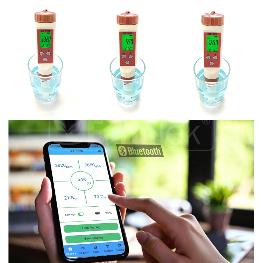 4 in 1 Water Condition Tester pH/EC/TDS/Temperature (BlueTooth) 9908