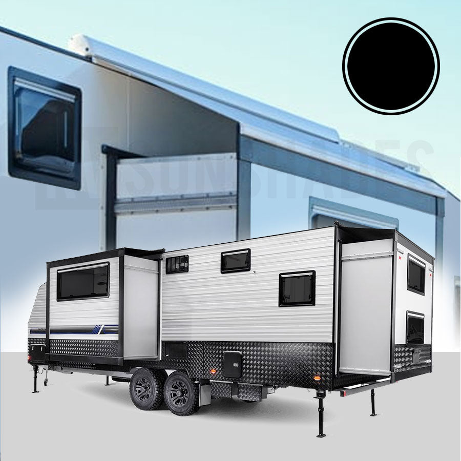 Caravan Slide-Out Awning Topper Window Awning Replacement Vinyl Fabric 4100x1200mm (BLACK) iNSANE.SALE