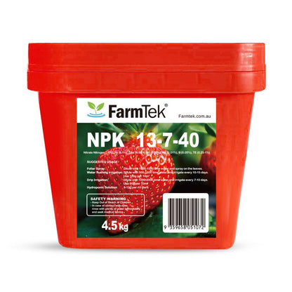 Farmtek NPK Fertilizer 13-7-40 Trace Elements Commercial Grade 100% Soluble (Fruiting Fertilizer) 4.5kg