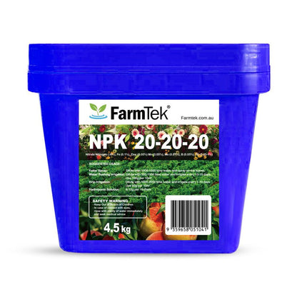 Farmtek NPK Fertilizer 20-20-20 Trace Elements Commercial Grade 100% Soluble (Multipurpose) 4.5kg