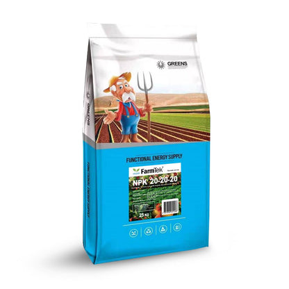 Farmtek NPK Fertilizer 20-20-20 Trace Elements Commercial Grade 100% Soluble (Multipurpose) 25kg