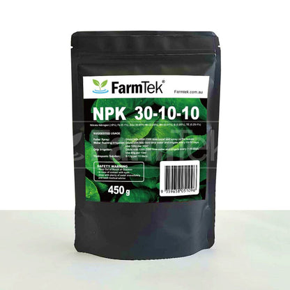 Farmtek NPK Fertilizer 30-10-10 Trace Elements Commercial Grade 100% Soluble (Nitrogen Focused) 450g