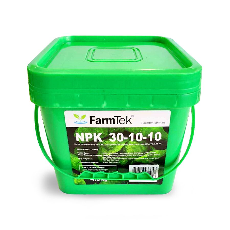 Farmtek NPK Fertilizer 30-10-10 Trace Elements Commercial Grade 100% Soluble (Nitrogen Focused) 4.5kg