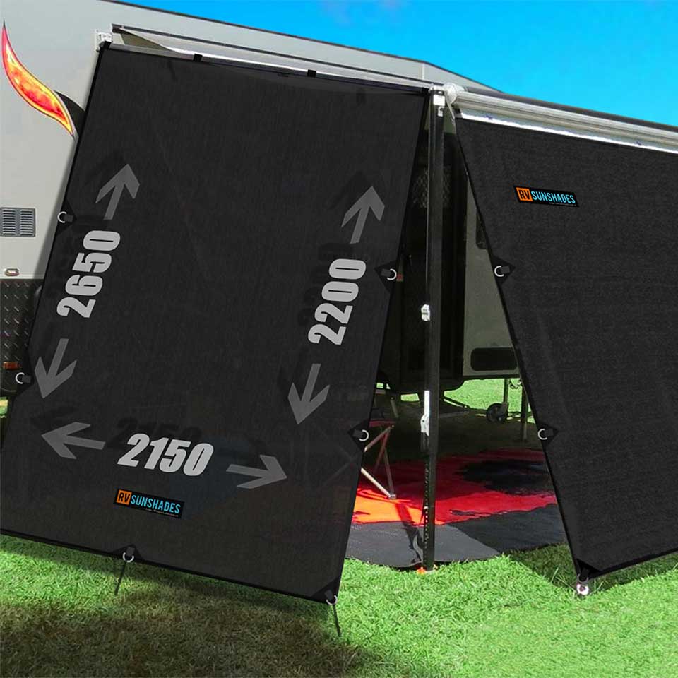 Offroad Caravan End Screen Wall Angle Cut 2650/2200x2150mm Reversible V3 (2.2m Drop) iNSANE.SALE