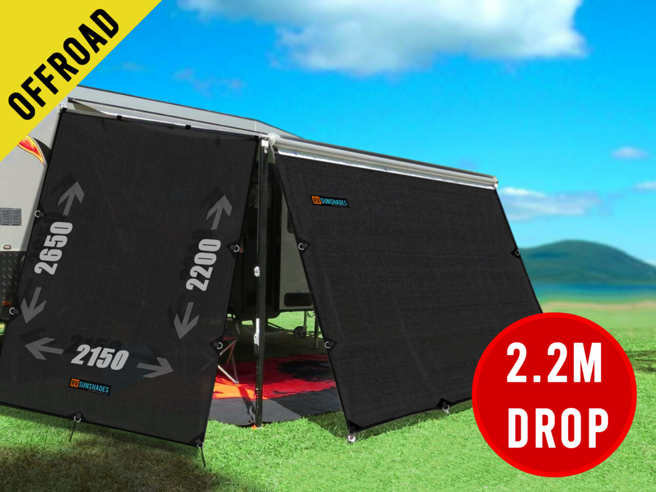Offroad Caravan Privacy Screen 5.2x2.2m suit 18Ft Awning (2.2m Drop) iNSANE.SALE