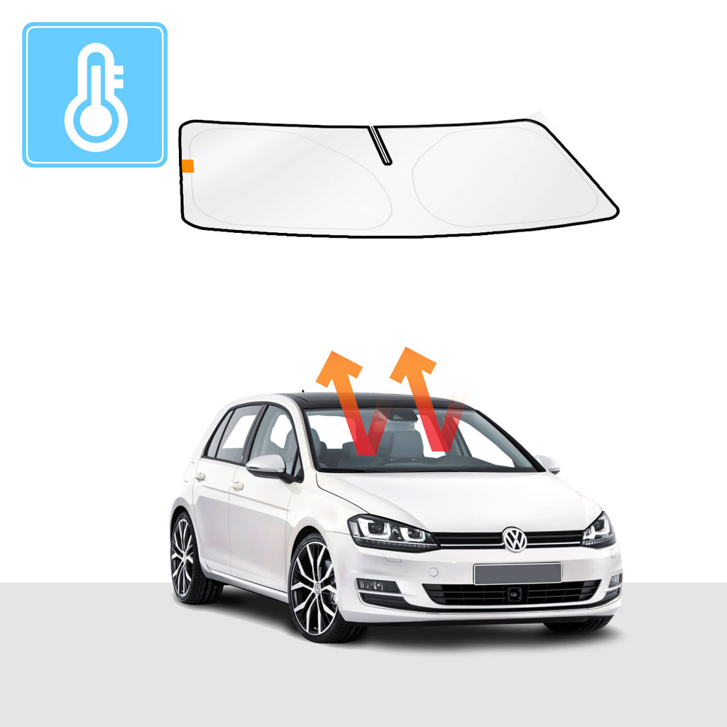 VW Golf Windshield Sun Shade MK7/MK7.5 2012-2020 Solar Screens *Insulated* Premium BLOCK OUT (RV16)